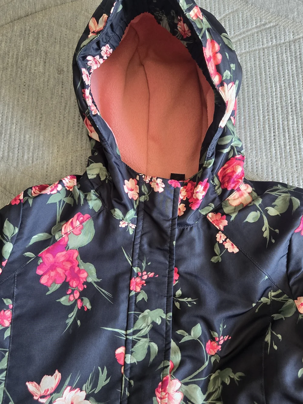 Girl's Floral Puffer Coat